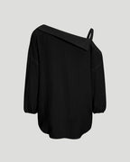 Asymmetric Cold-Shoulder Button-Down Blouse