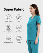 Stretch V-Neck 2-Pocket Uniform Costume Top