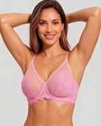 Full Coverage Lace Pink Minimizer Bra