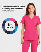 Stretch V-Neck 2-Pocket Uniform Costume Top