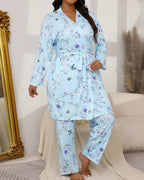 Comfy 3-Piece Pajama Set – Robe, Camisole & Long Pants