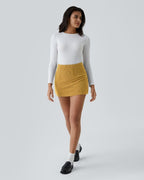 High-Waist 2-in-1 Corduroy A-Line Mini Skirt