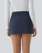 High-Waist 2-in-1 Corduroy A-Line Mini Skirt