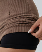 High-Waist 2-in-1 Corduroy A-Line Mini Skirt
