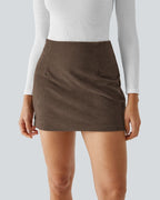 High-Waist 2-in-1 Corduroy A-Line Mini Skirt