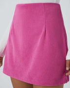 High-Waist 2-in-1 Corduroy A-Line Mini Skirt
