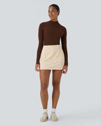 High-Waist 2-in-1 Corduroy A-Line Mini Skirt