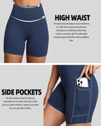High-Waisted Tummy Control Athletic Shorts with Side Pockets