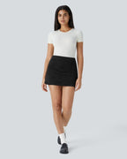 High-Waist 2-in-1 Corduroy A-Line Mini Skirt