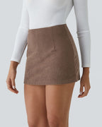 High-Waist 2-in-1 Corduroy A-Line Mini Skirt
