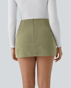 High-Waist 2-in-1 Corduroy A-Line Mini Skirt