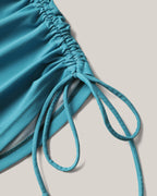 Island Print Drawstring Adjustable Swim Top