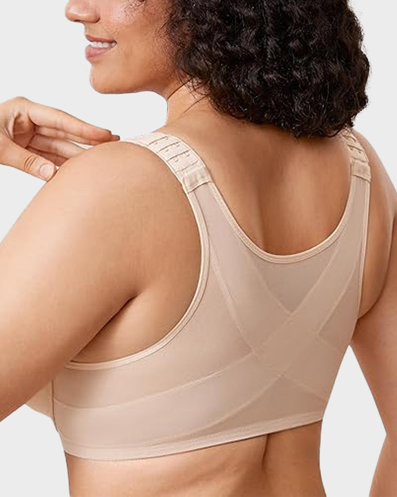 Front Closure Underwire Unlined Back Support Plunge Bra