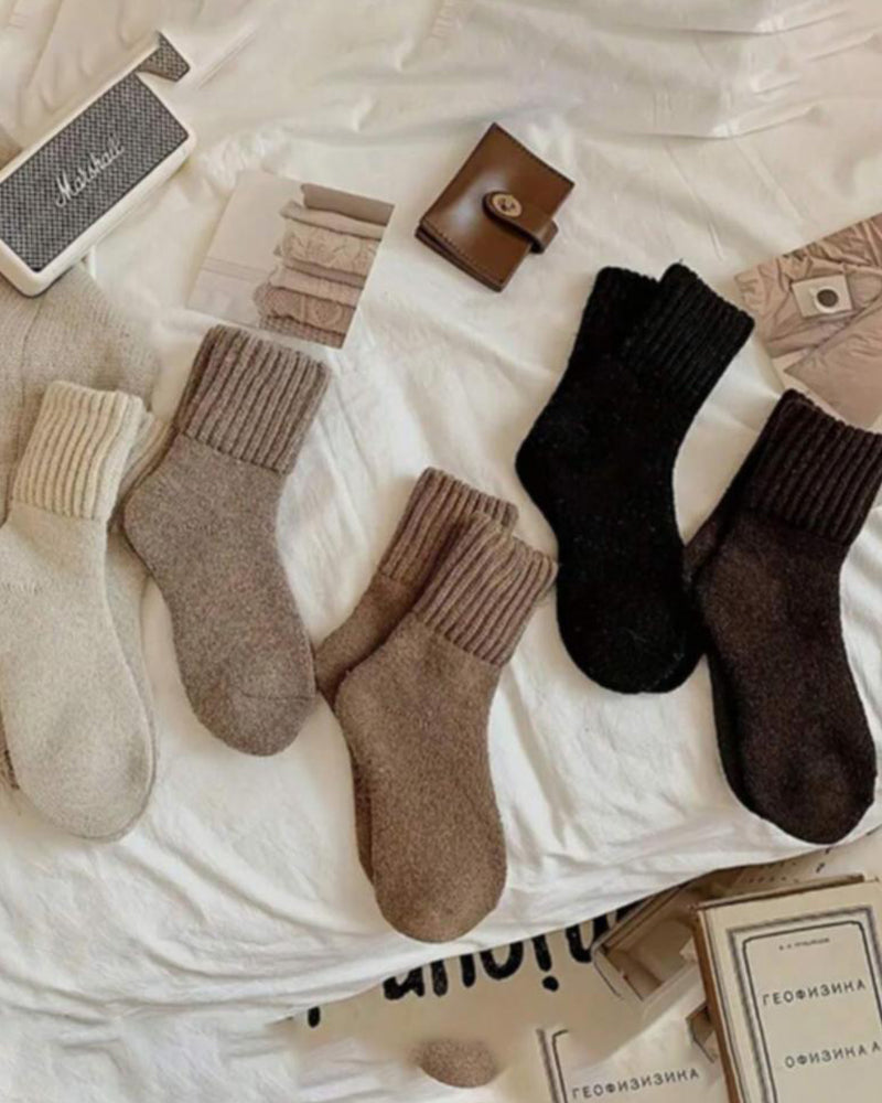 Cozy Ribbed Fleece Lined Crew Socks