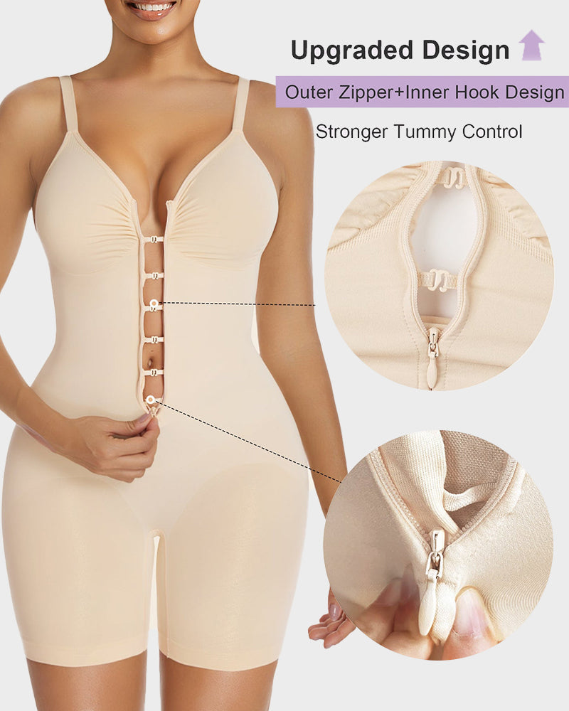 Women's Tummy Control Zip Front Bodysuit