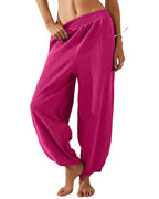 Women’s Baggy Wide-Leg Elastic Waist Pants with Pockets