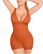 Deep V Bodycon Romper – Sculpt & Tummy Control