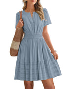 Women’s Spring 2026 V-Neck Mini Dress – Boho Beachwear