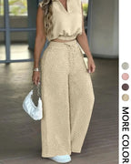 Women’s 2-Piece Casual Set – Sleeveless Top & Wide-Leg Pants