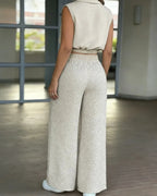 Women’s 2-Piece Casual Set – Sleeveless Top & Wide-Leg Pants