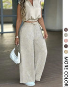 Women’s 2-Piece Casual Set – Sleeveless Top & Wide-Leg Pants