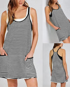 Women’s 4th of July Striped Mini Dress – Built-In Shorts