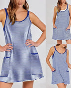 Women’s 4th of July Striped Mini Dress – Built-In Shorts