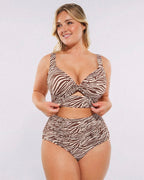High-waisted shaping two-piece bikini set, designed to create a flattering silhouette