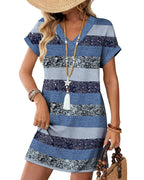 Summer 2026 Women’s V-Neck Casual Short Sleeve Dress Beach Wedding Vacation Wear