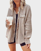 Oversized Batwing Waffle Knit Button-Down Shacket