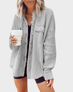 Oversized Batwing Waffle Knit Button-Down Shacket