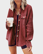 Oversized Batwing Waffle Knit Button-Down Shacket