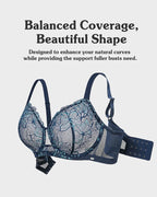 Floral Lace Plus Size Unlined Minimizer Bra