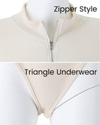Ribbed Long Sleeve Half-Zip Shaping Bodysuit
