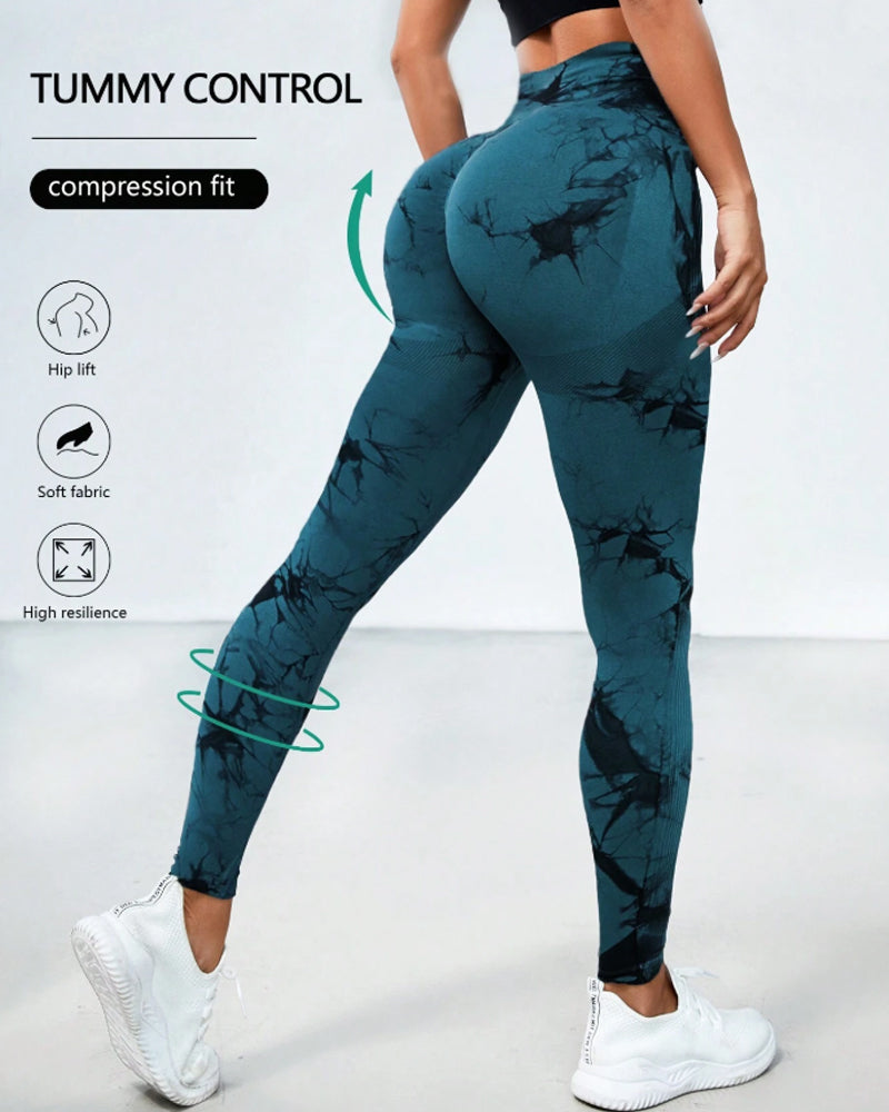 Tie Dye Wide Waistband Sports Leggings
